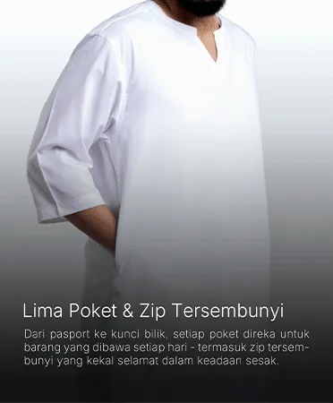 Lima poket dan zip tersembunyi - selamat simpan barang sepanjang perjalanan