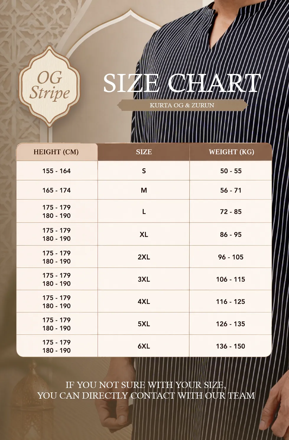 Size Chart OG Stripe