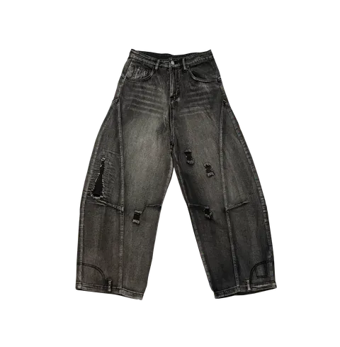 Oversized Ripped Curved Jeans