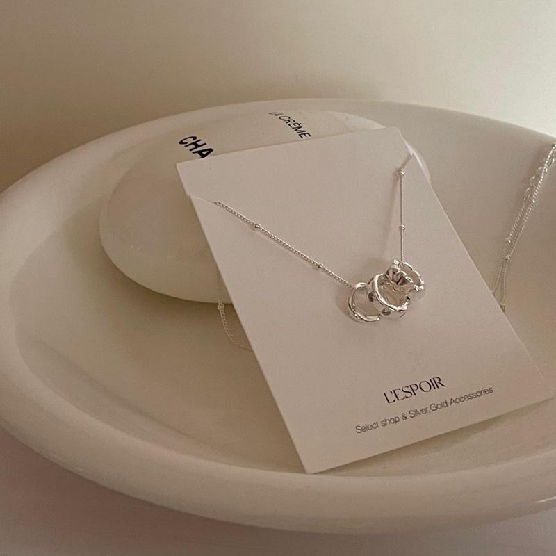 ♡ Shaped'異形鋯石三圈圈純銀項鍊– L'espoir
