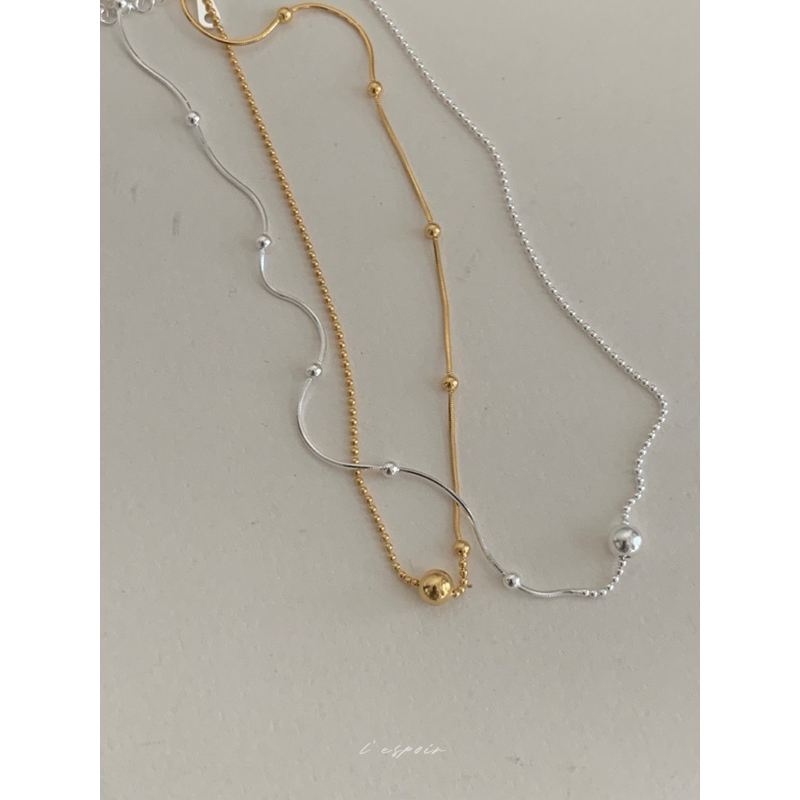 現貨｜'Milky way'不對稱圓珠蛇骨鍊純銀項鍊– L'espoir