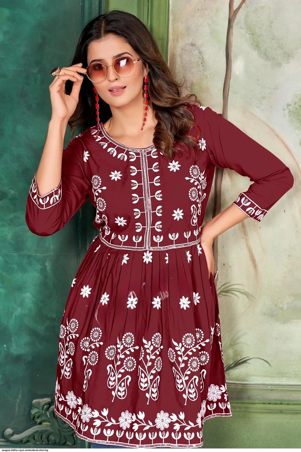 sangeet-shikha-rayon-embroidered-short-top-5334