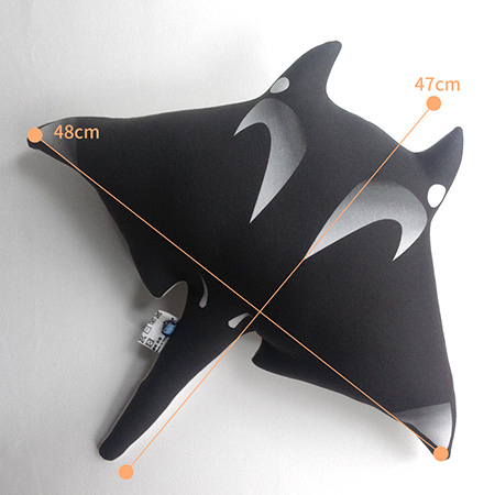 Design No.MR190 - 【2-Sided Print Design】Manta Ray Cushions - Pillows & Cushions - Cotton & Hemp Black