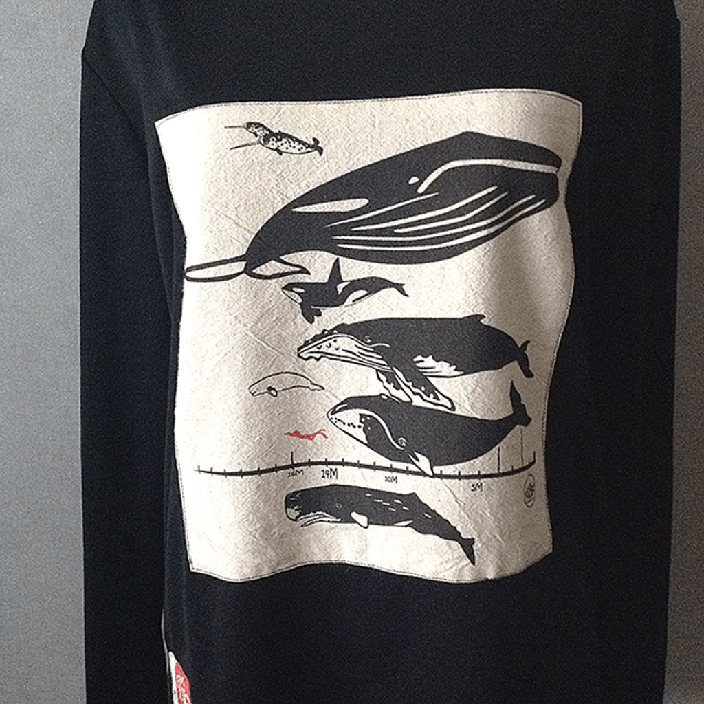 鯨魚印花有機棉長袖T-Shirt