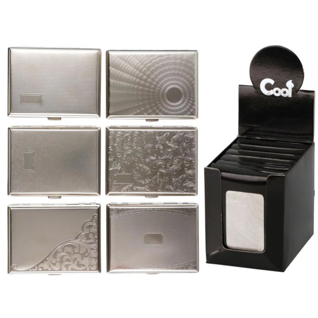 Cigarette case Metal Assorted designs 100mm for 16 cigarette(613011).jpg