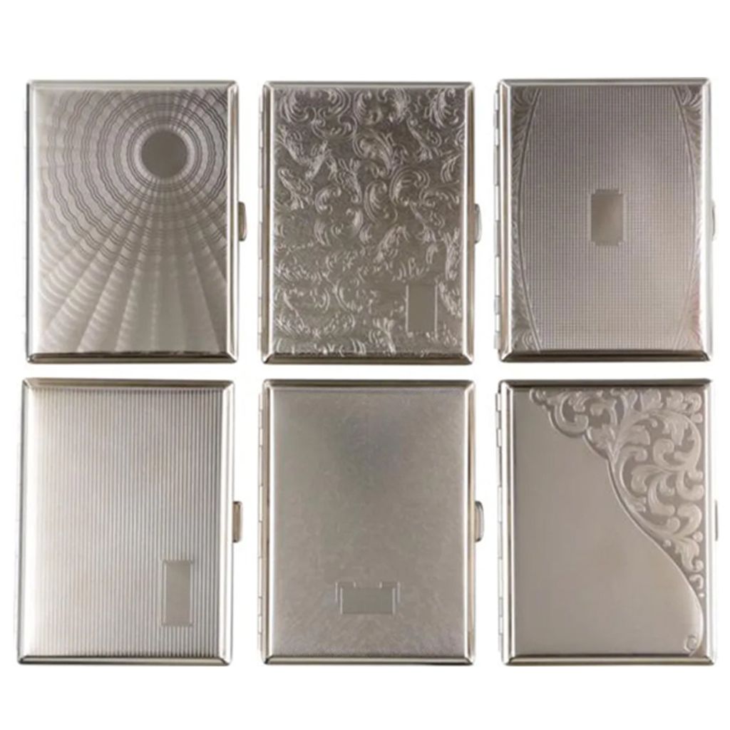 Cigarette case Metal Assorted designs 100mm for 16 cigarette(613011) 2.jpg