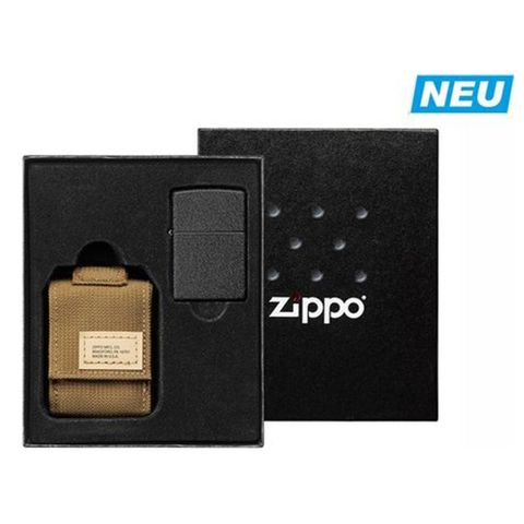 Zippo Lighter Black Crackle Set Mit Nylon Pouch Coyote 60005677 (1).jpg