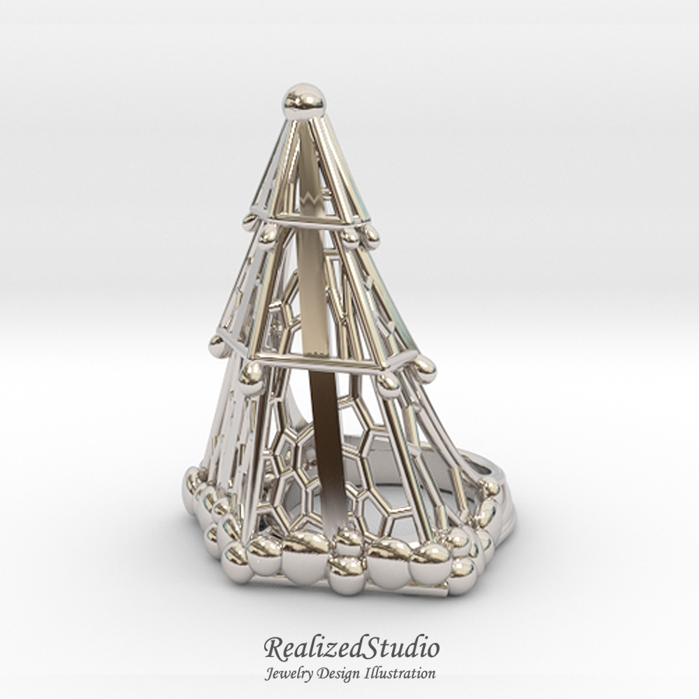 silver xmas tree ring realizedstudio design rzsk