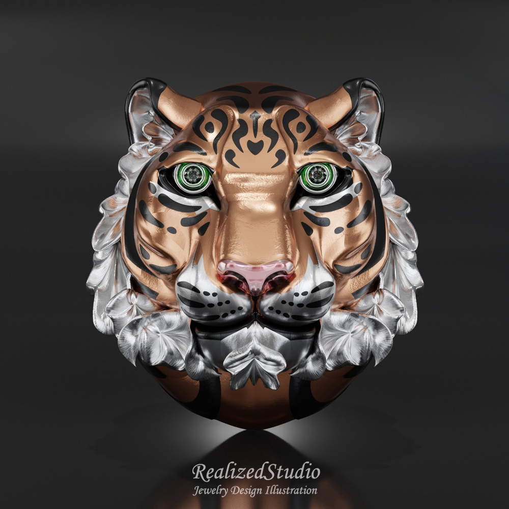 P22128 tiger motif 002 realizedstudio design illustration gouache rzsk