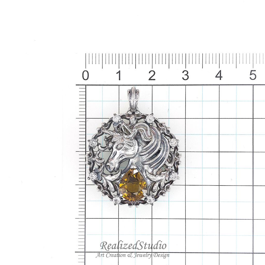 P26105n101 unicorn horse talisman 28mm Tourmaline golden yellow rzsk 004