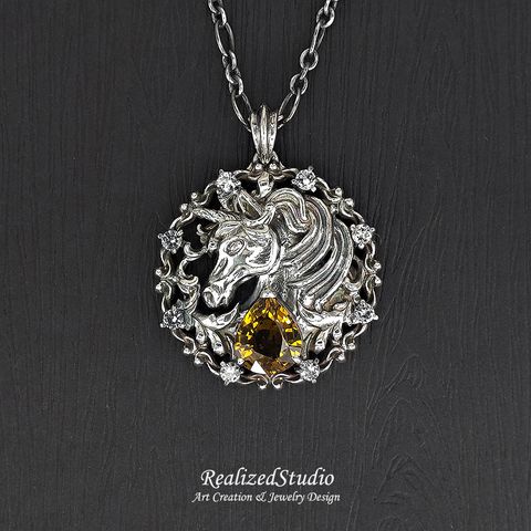 P26105n101 unicorn horse talisman 28mm Tourmaline golden yellow rzsk 001v2