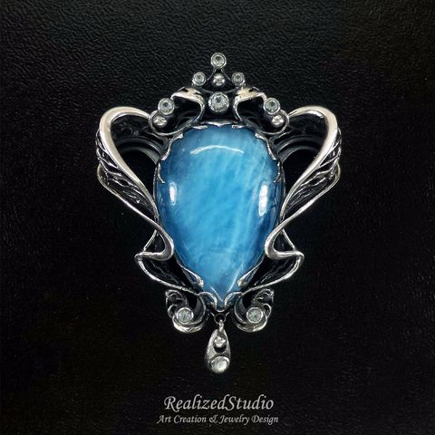 HP21507 Undine aquamarine brooch 001