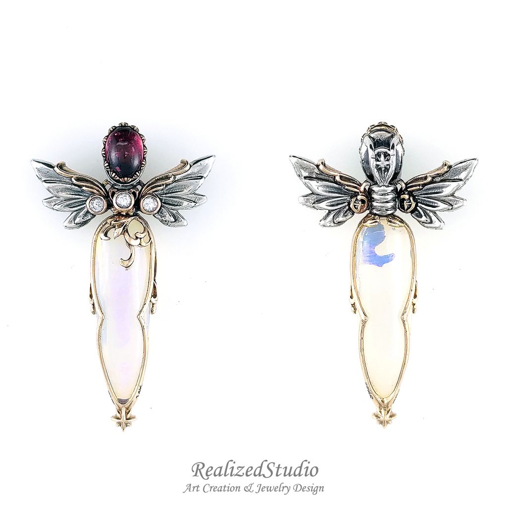 P23423n205 001 elf angel wings sowrd opal pendant