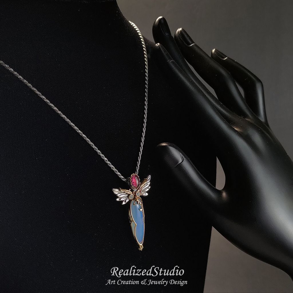 P23423n205 008 elf angel wings sowrd opal pendant