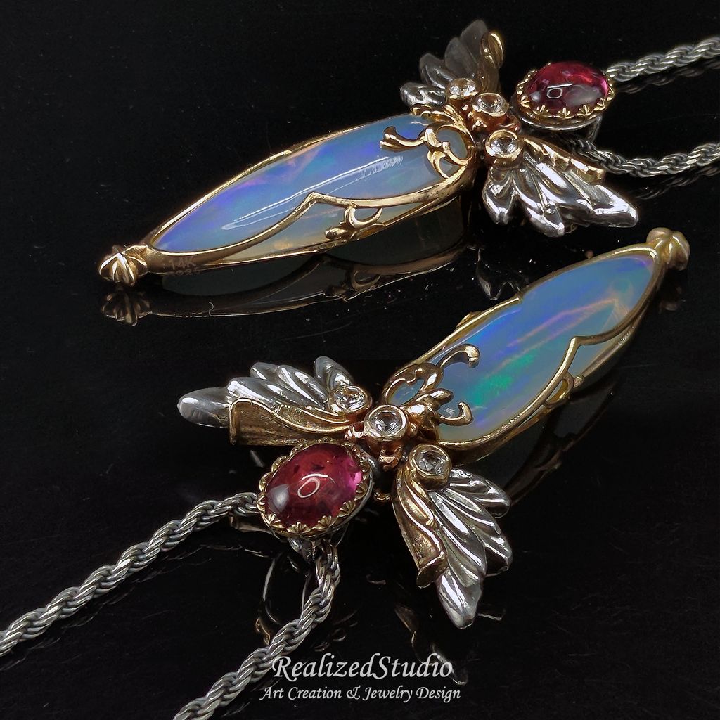 P23423n205 014 elf angel wings sowrd opal pendant