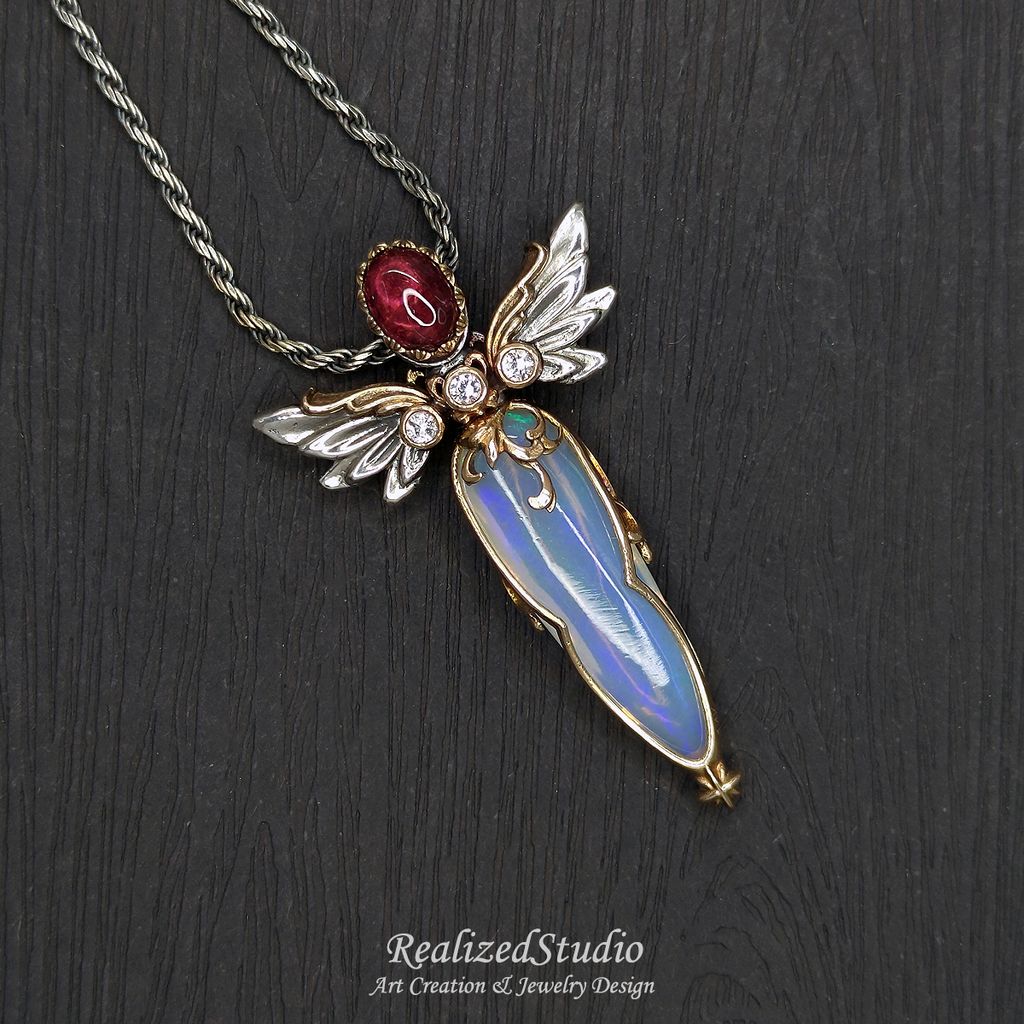 P23423n205 004 elf angel wings sowrd opal pendant