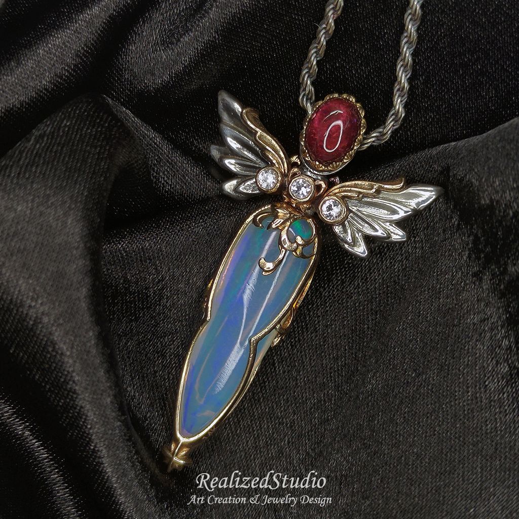P23423n205 005 elf angel wings sowrd opal pendant