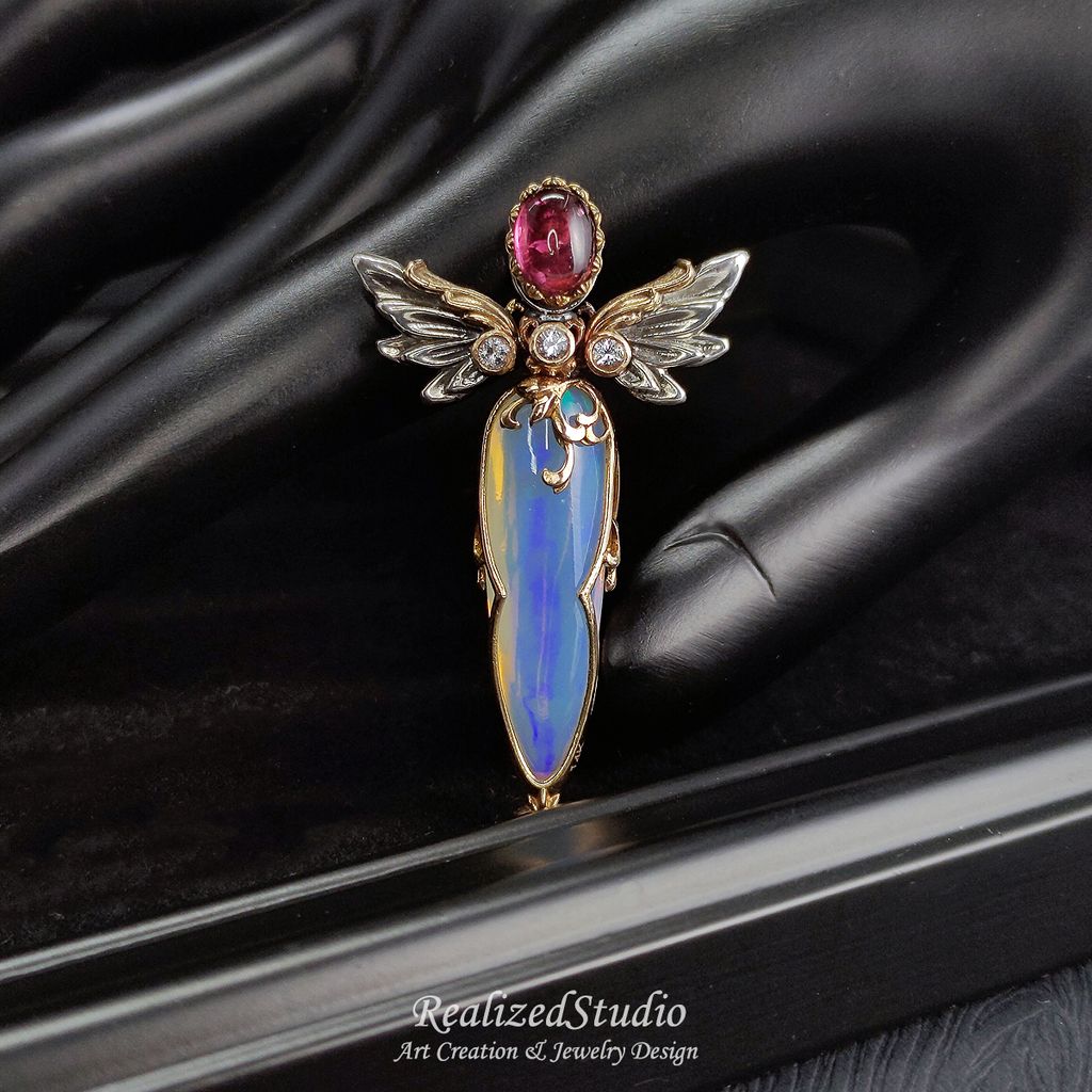 P23423n205 011 elf angel wings sowrd opal pendant