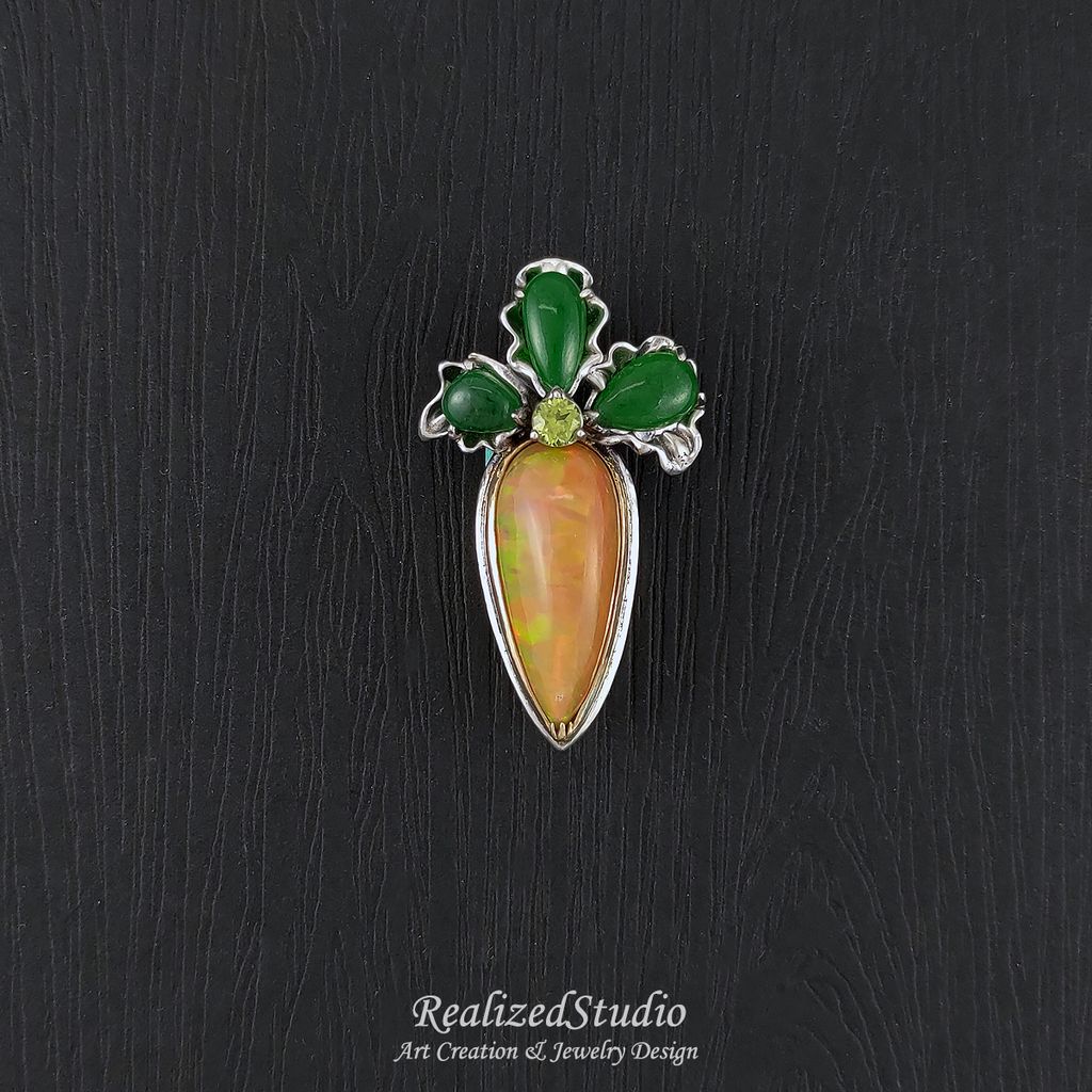 HP23924 002 orange carrot opal brooch jewelry design