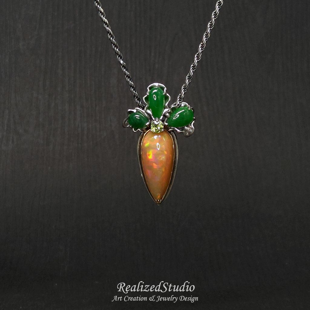 HP23924 007 orange carrot opal brooch jewelry design