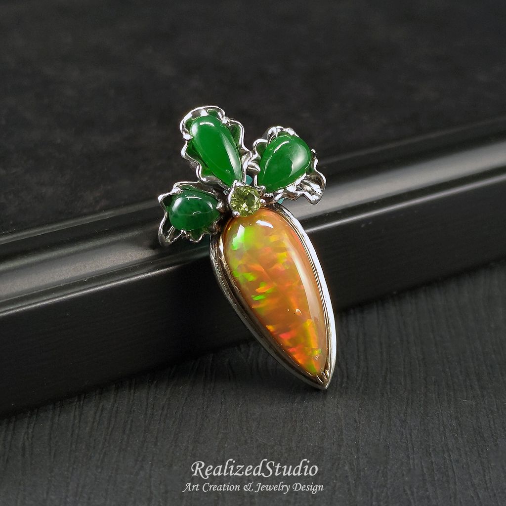 HP23924 008 orange carrot opal brooch jewelry design