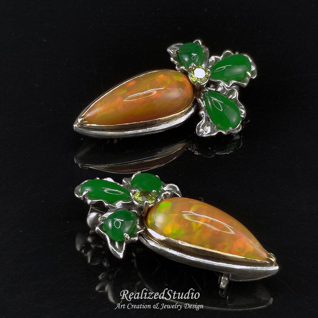 HP23924 010 orange carrot opal brooch jewelry design