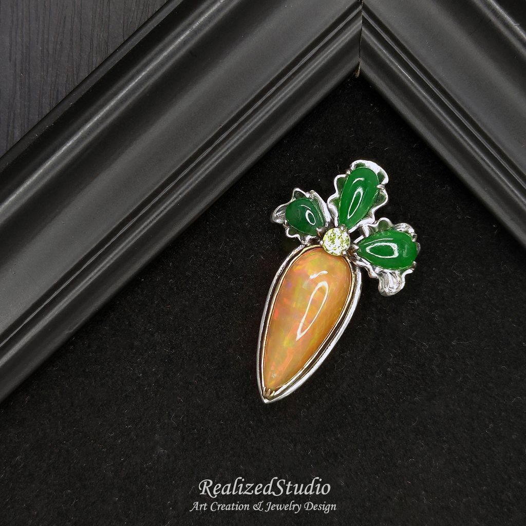HP23924 003 orange carrot opal brooch jewelry design