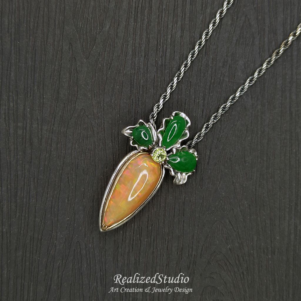 HP23924 004 orange carrot opal brooch jewelry design