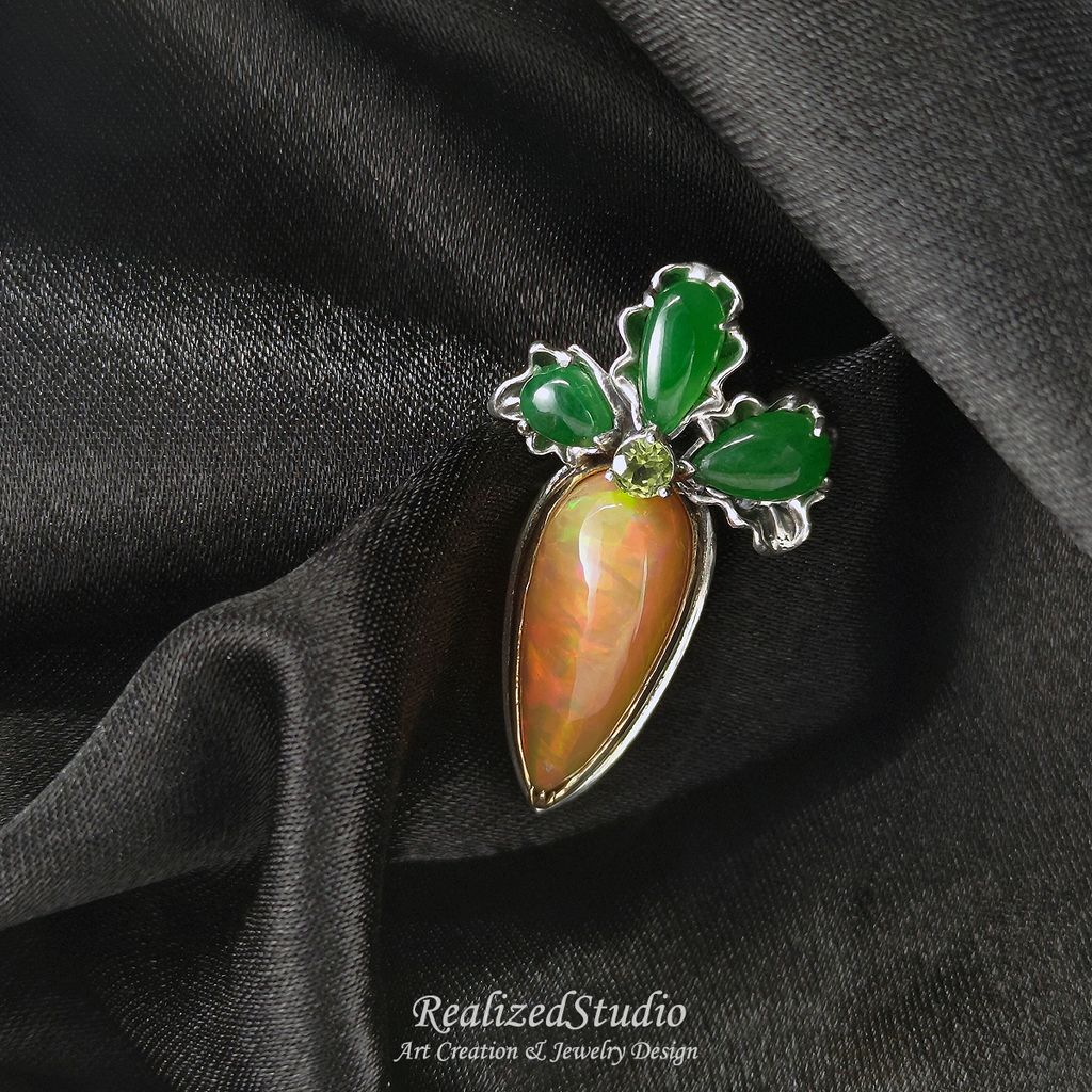 HP23924 005 orange carrot opal brooch jewelry design