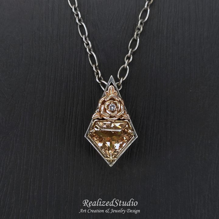 P24428n302 Golden Rose Empire Topaz Pendant 010 flower-motif-rose-necklace RealizedStudio jewelry