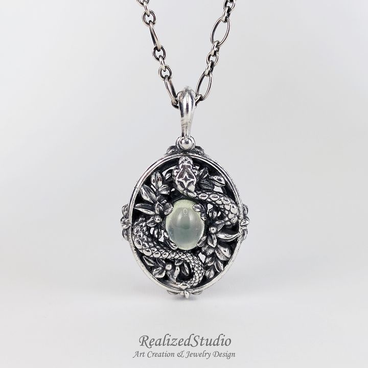 P25101n53 snake garden pendant prehnite green rzsk 009 RealizedStudio jewelry