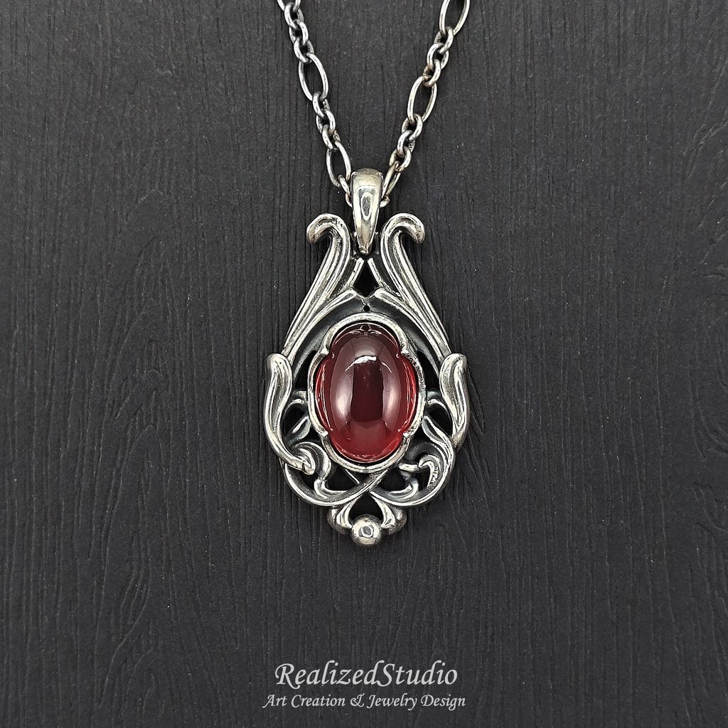 P25425n269 art nouveau classic pendant n269 hessonite 002