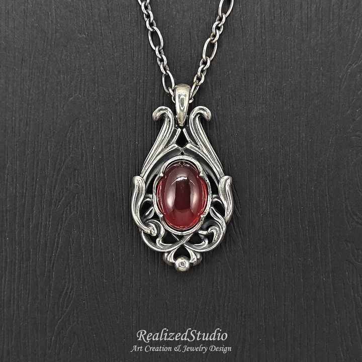 P25425n269 art nouveau classic pendant n269 hessonite 002
