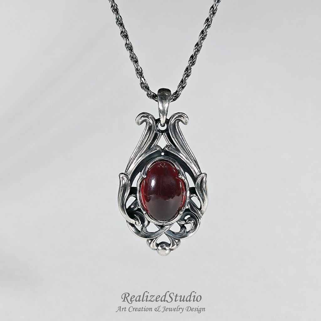 P25425n269 art nouveau classic pendant n269 hessonite 012