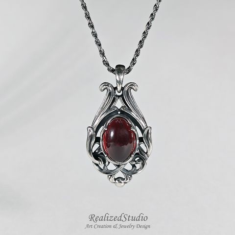 P25425n269 art nouveau classic pendant n269 hessonite 012