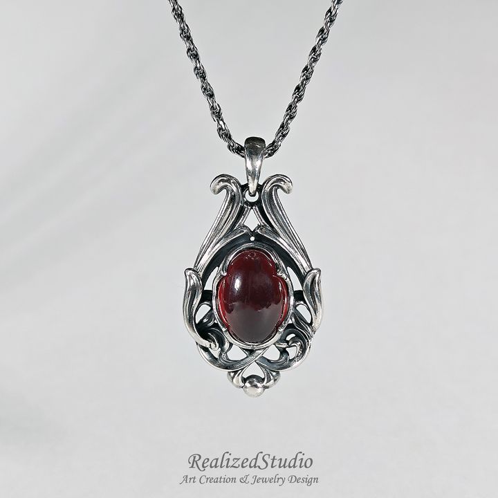 P25425n269 art nouveau classic pendant n269 hessonite 012