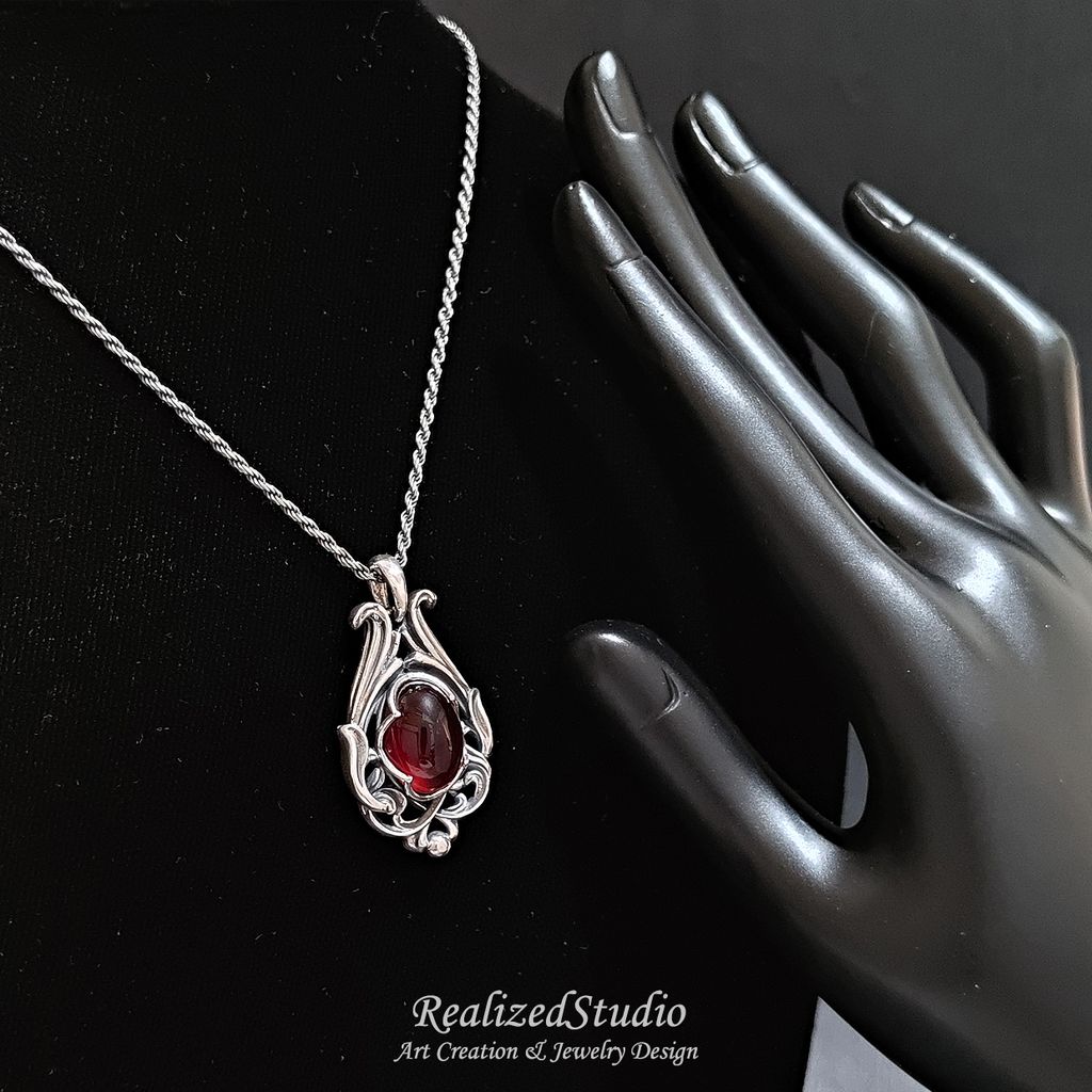 P25425n269 art nouveau classic pendant n269 hessonite 010