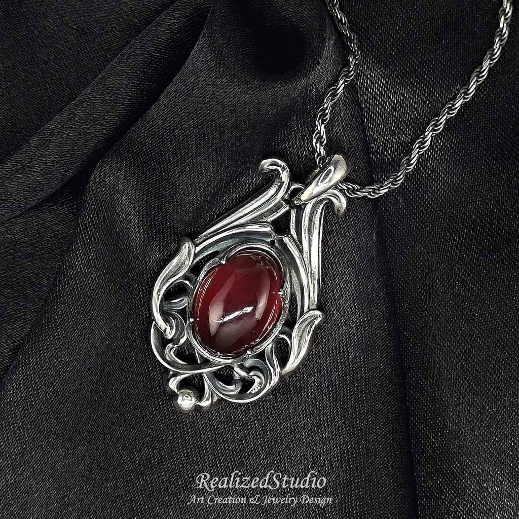 P25425n269 art nouveau classic pendant n269 hessonite 003