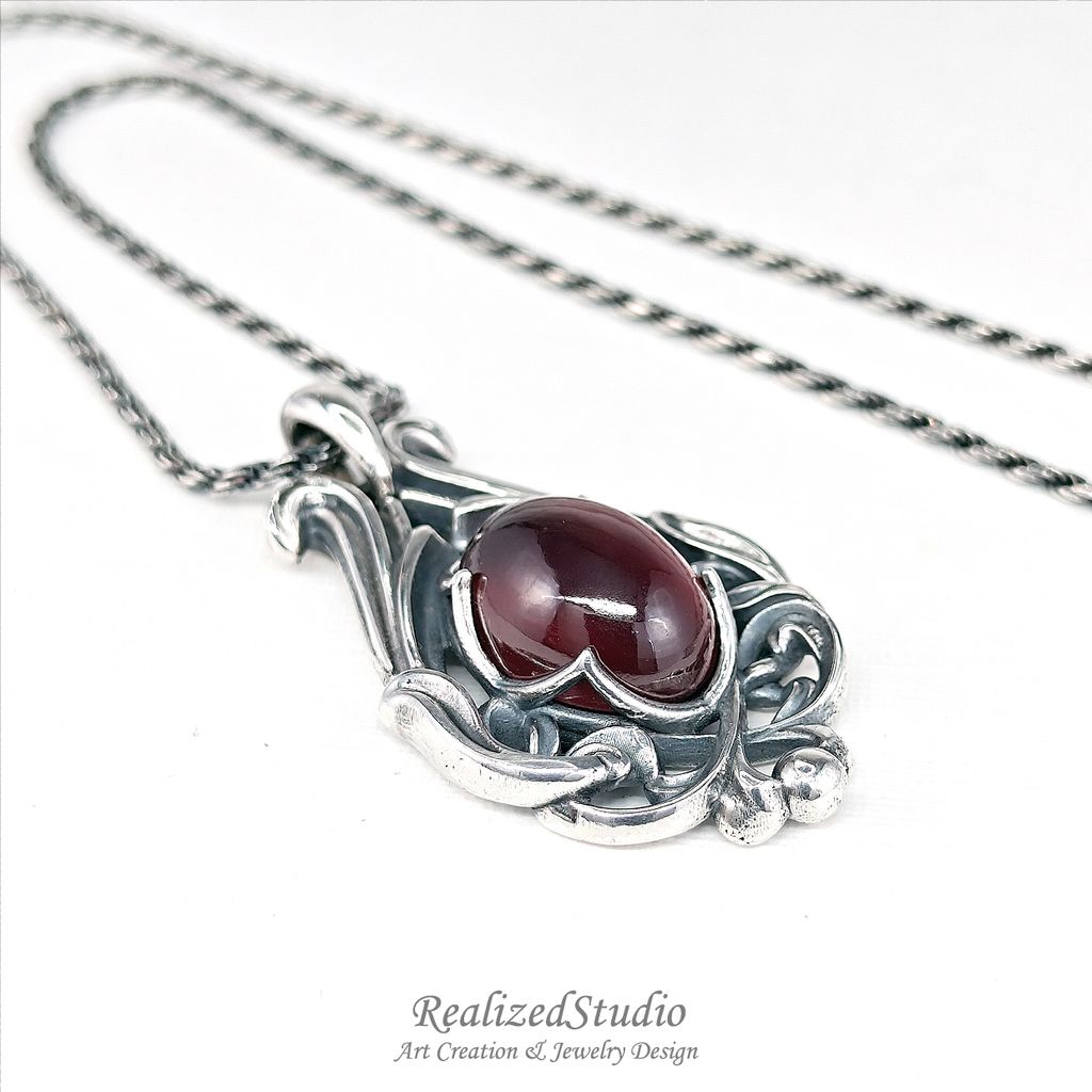 P25425n269 art nouveau classic pendant n269 hessonite 004