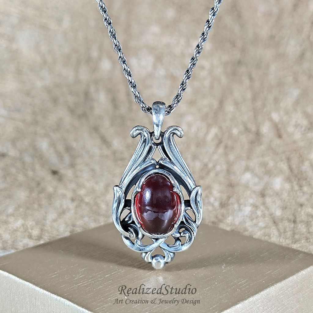 P25425n269 art nouveau classic pendant n269 hessonite 011