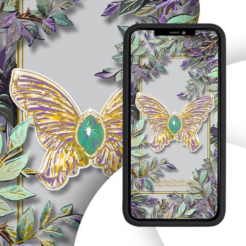 mobile wallpaper presentation1200 Golden Butterfly Garden Crayon Art Style
