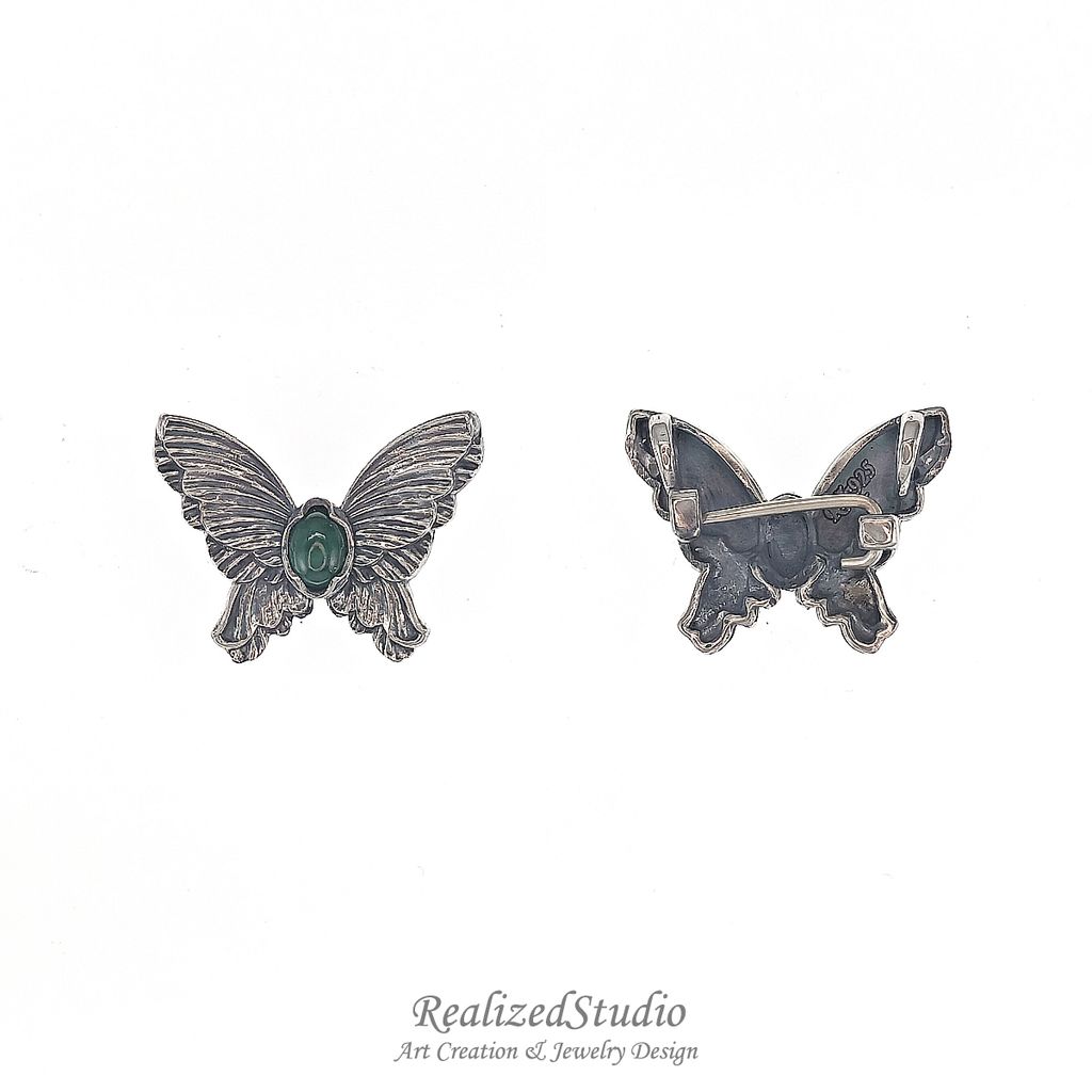 HP25908n140 jadeite_green_jade_butterfly_pin_silver_RealizedStduio 001