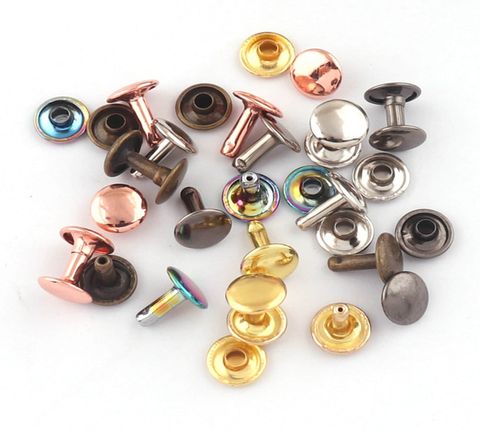 Silver_Gold_Gunmetal_Rose gold_Bronze_Rainbow Double Cap Rivets,Studs Leather craft Rivet Fastener Snaps Prong Studs rapid rivets-20-100sets