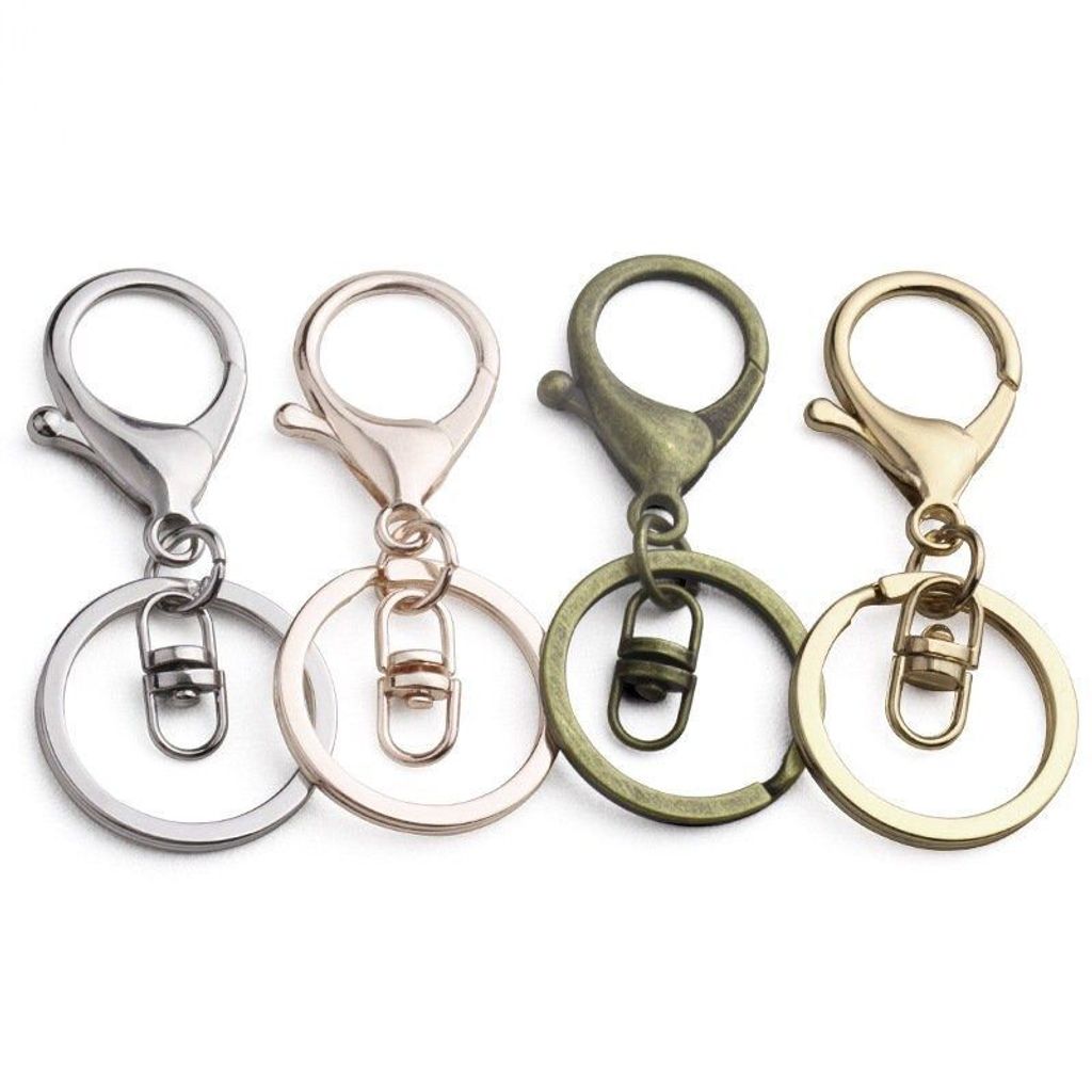 10 sets Metal Alloy Big lobster clasp Keychain Ring Set