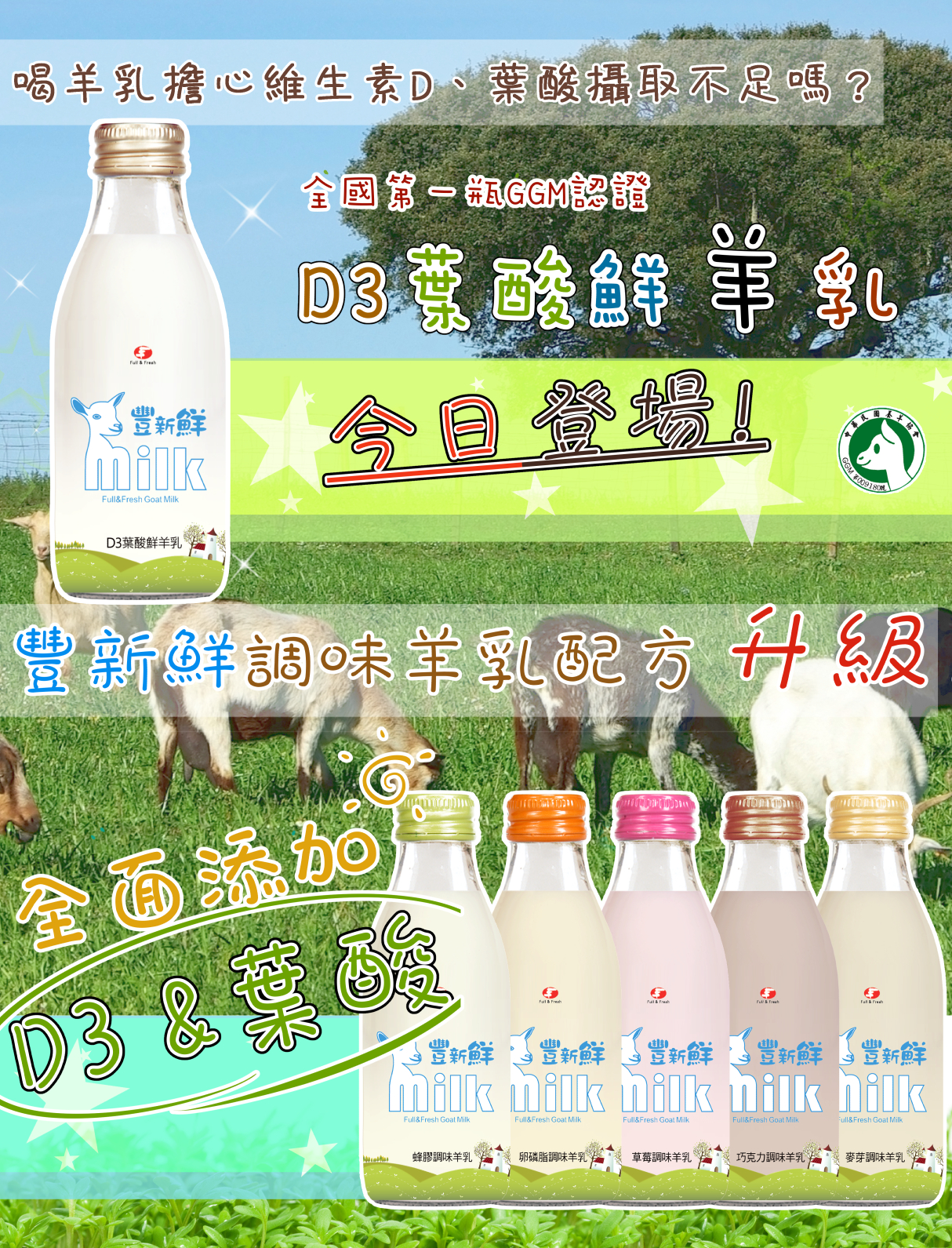 〝全國第一瓶〞GGM認證D3葉酸鮮羊乳全新上架!!