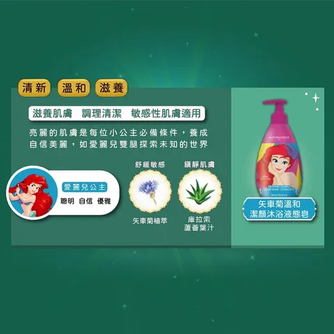 自然之綠-小美人魚矢車菊潔顏沐浴液態皂-情境圖