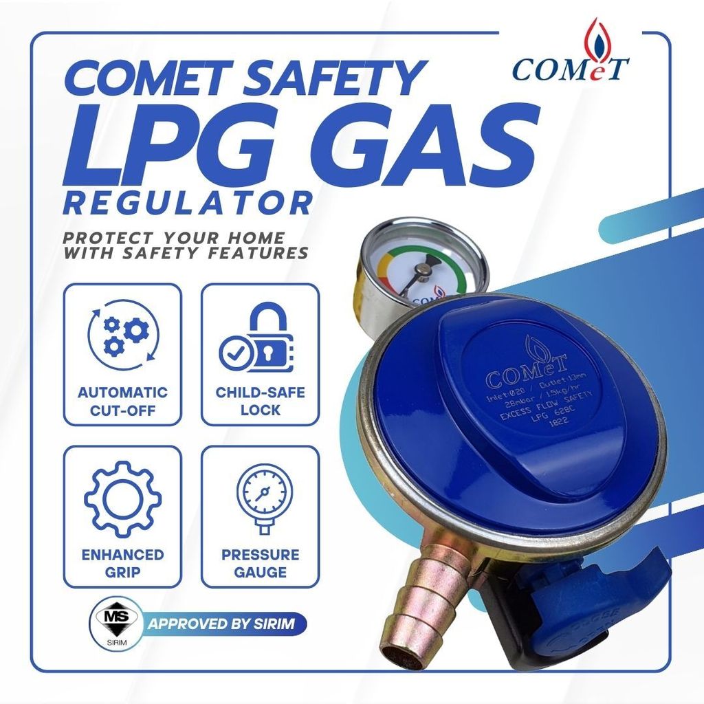 Comet Safety LPG Gas Regulator with Gauge Meter and Auto Cut Off Function