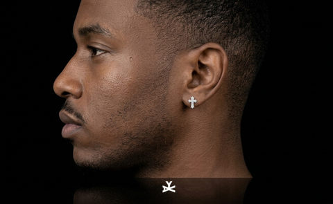 Chrome cross earrings