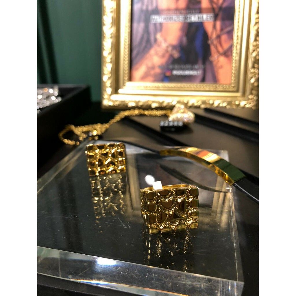 Yav 美國golden Gilt 台灣授權經銷店316l 不銹鋼金塊型18k金戒指 Yav Boutique