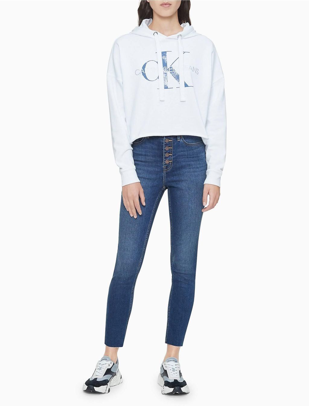 ck white cropped hoodie